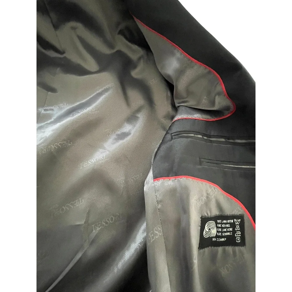 Tessori Uomo Mens 42S Black 100% Wool‎ Tuxedo Blazer Tailored In Italy Luxury